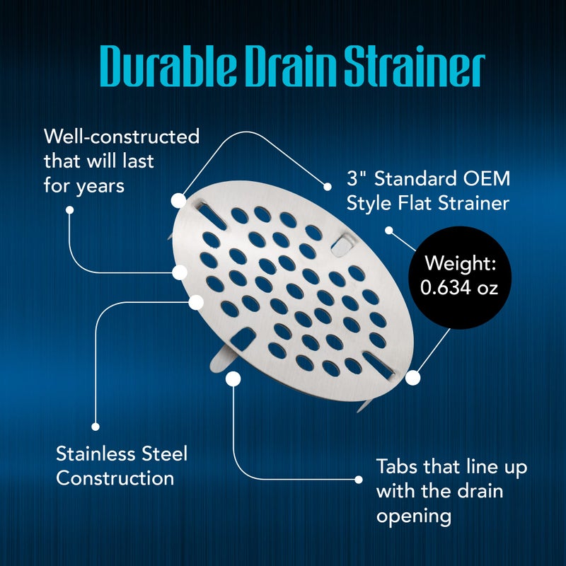 STEADYKLEEN - 3-inch Commercial Sink Strainer, Flat Kitchen Sink Strainer with Tabs, Install on 3-inch Sink Drain, Durable Sink Strainer Basket Alternative for Twist Waste Drain on 3 Compartment Sink - Image 2